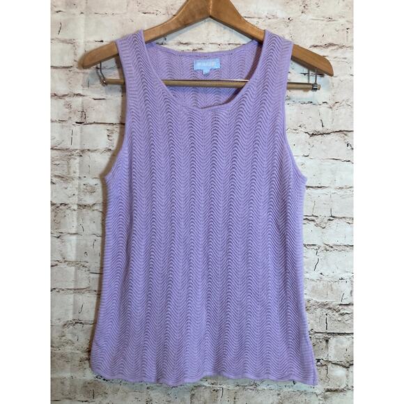 Burgess Top Women Large Silk Blend Lavender Open Knit Beachy Coquette Soft Girl - Picture 1 of 11